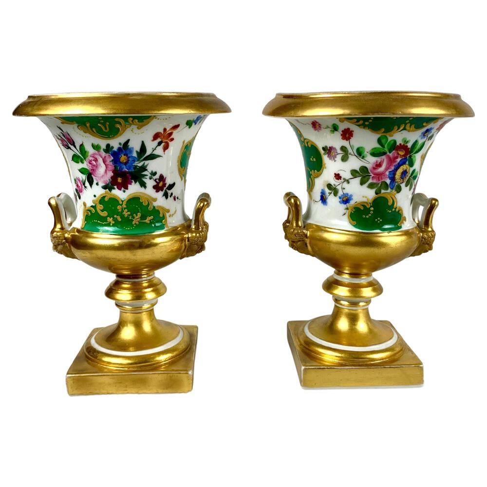 Gold Antique Vases Pair of Porcelain Gold Vases