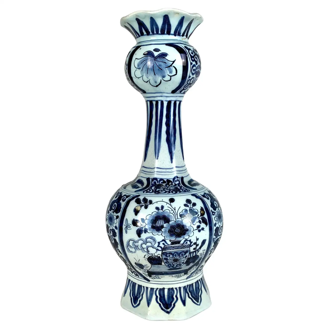 Blue and White Delft Vase Hand Painted 18th Century Netherlands, circa ...